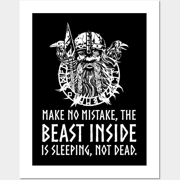 Masculine Alpha Male Viking - The Beast Inside Is Sleeping Wall Art by Styr Designs